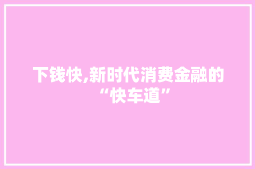下钱快,新时代消费金融的“快车道”