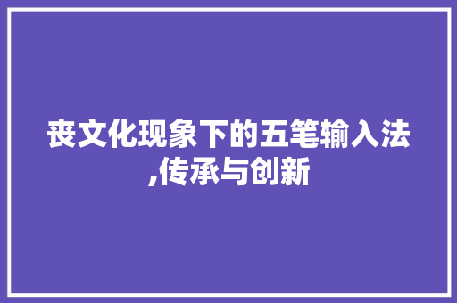丧文化现象下的五笔输入法,传承与创新