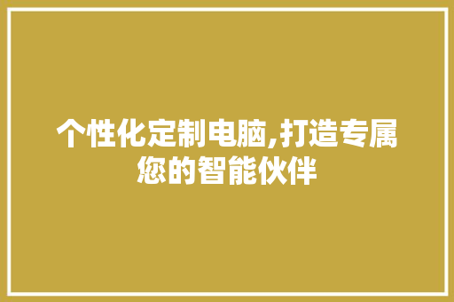 个性化定制电脑,打造专属您的智能伙伴