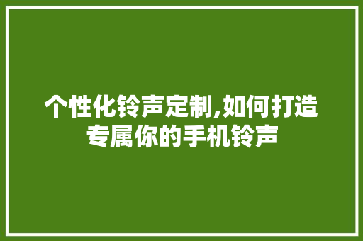 个性化铃声定制,如何打造专属你的手机铃声