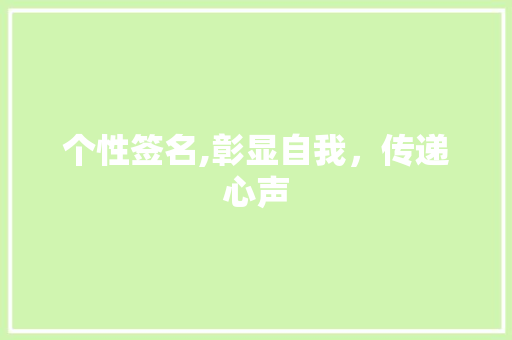 个性签名,彰显自我，传递心声