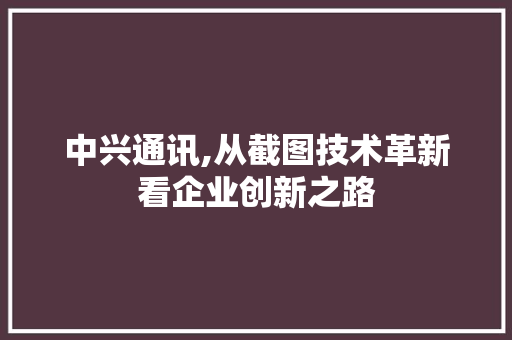 中兴通讯,从截图技术革新看企业创新之路