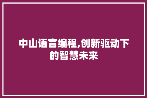 中山语言编程,创新驱动下的智慧未来