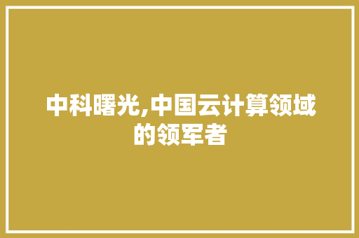 中科曙光,中国云计算领域的领军者
