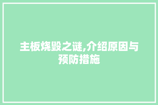 主板烧毁之谜,介绍原因与预防措施