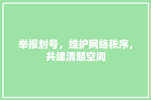 举报封号，维护网络秩序，共建清朗空间