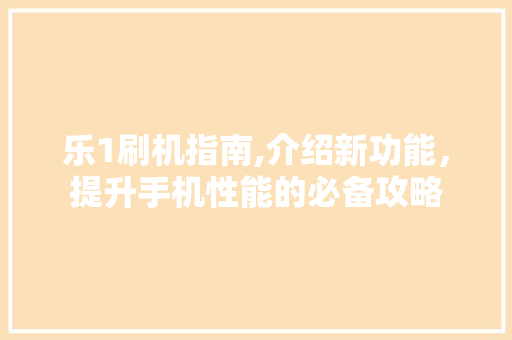 乐1刷机指南,介绍新功能，提升手机性能的必备攻略
