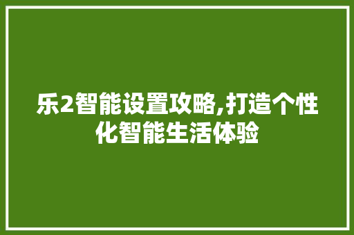 乐2智能设置攻略,打造个性化智能生活体验