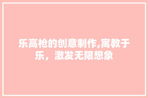 乐高枪的创意制作,寓教于乐，激发无限想象