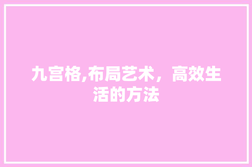 九宫格,布局艺术，高效生活的方法