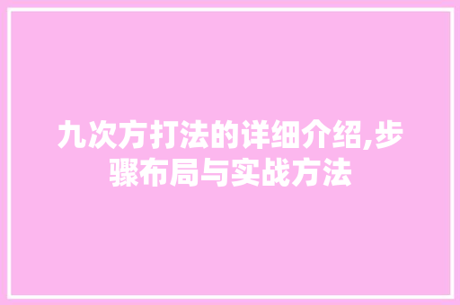 九次方打法的详细介绍,步骤布局与实战方法