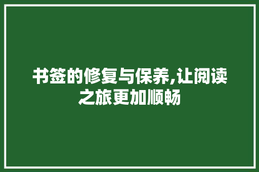 书签的修复与保养,让阅读之旅更加顺畅