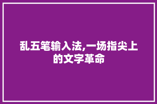 乱五笔输入法,一场指尖上的文字革命