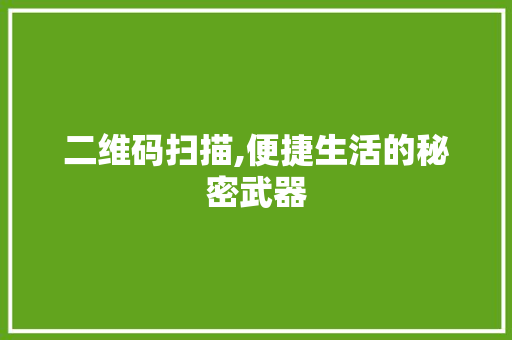 二维码扫描,便捷生活的秘密武器