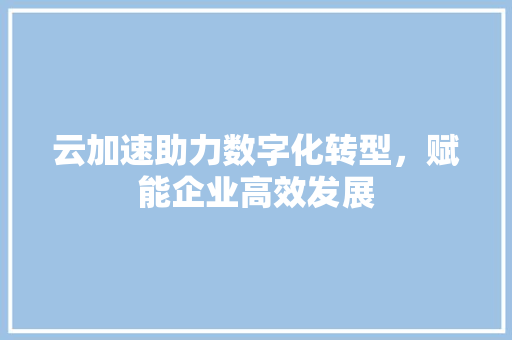 云加速助力数字化转型，赋能企业高效发展