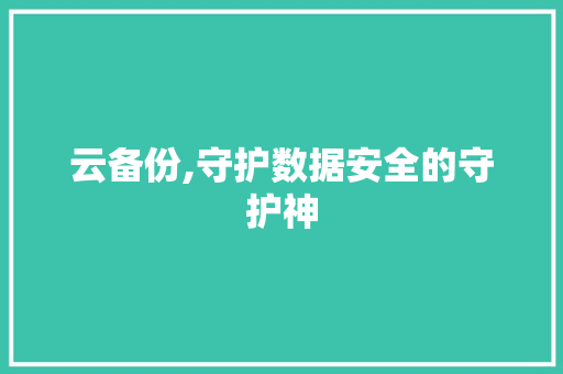 云备份,守护数据安全的守护神