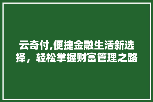 云奇付,便捷金融生活新选择，轻松掌握财富管理之路