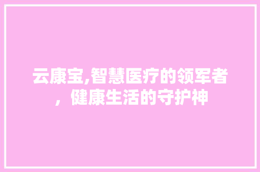 云康宝,智慧医疗的领军者，健康生活的守护神