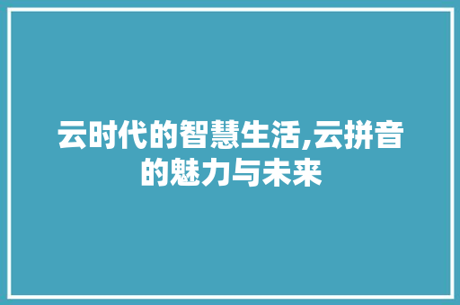 云时代的智慧生活,云拼音的魅力与未来