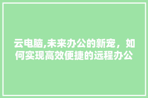 云电脑,未来办公的新宠，如何实现高效便捷的远程办公