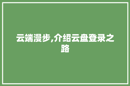 云端漫步,介绍云盘登录之路