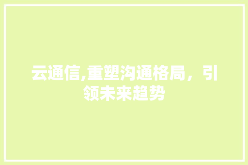 云通信,重塑沟通格局，引领未来趋势
