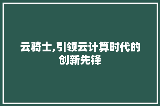 云骑士,引领云计算时代的创新先锋