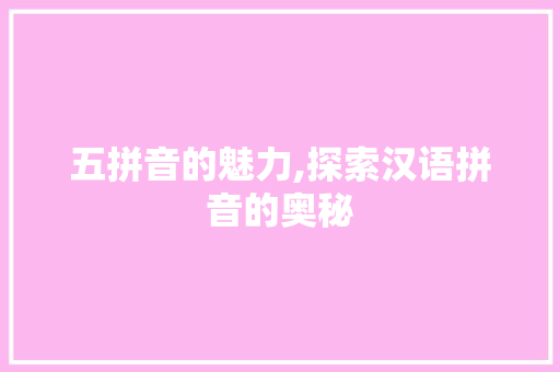 五拼音的魅力,探索汉语拼音的奥秘