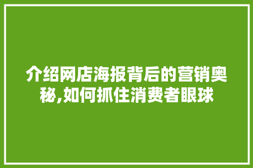 介绍网店海报背后的营销奥秘,如何抓住消费者眼球