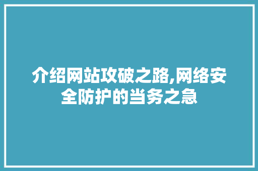 介绍网站攻破之路,网络安全防护的当务之急
