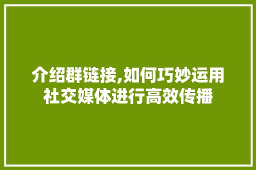 介绍群链接,如何巧妙运用社交媒体进行高效传播