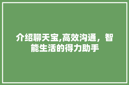 介绍聊天宝,高效沟通，智能生活的得力助手