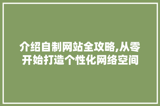 介绍自制网站全攻略,从零开始打造个性化网络空间
