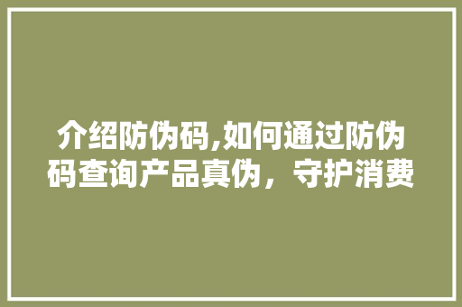 介绍防伪码,如何通过防伪码查询产品真伪，守护消费者权益
