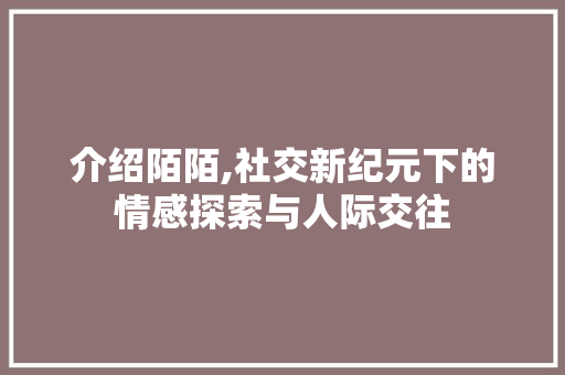 介绍陌陌,社交新纪元下的情感探索与人际交往