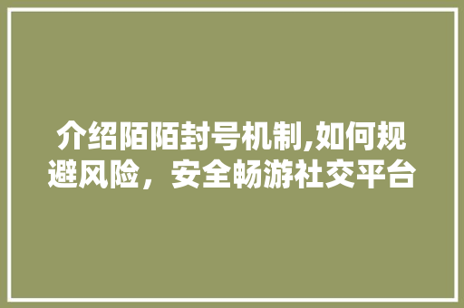 介绍陌陌封号机制,如何规避风险，安全畅游社交平台