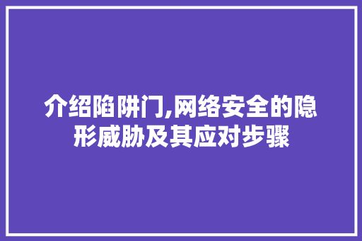 介绍陷阱门,网络安全的隐形威胁及其应对步骤