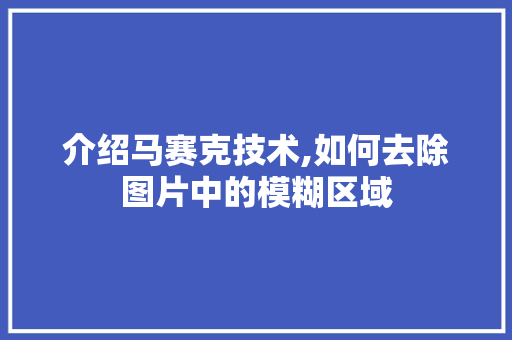 介绍马赛克技术,如何去除图片中的模糊区域