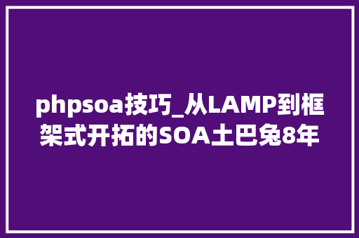 phpsoa技巧_从LAMP到框架式开拓的SOA土巴兔8年架构之道