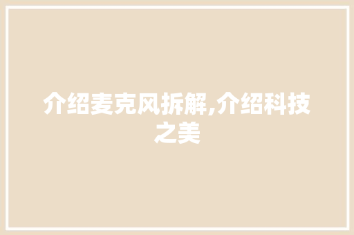 介绍麦克风拆解,介绍科技之美