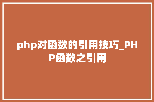 php对函数的引用技巧_PHP函数之引用
