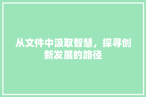 从文件中汲取智慧，探寻创新发展的路径