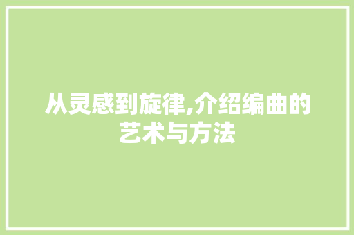 从灵感到旋律,介绍编曲的艺术与方法