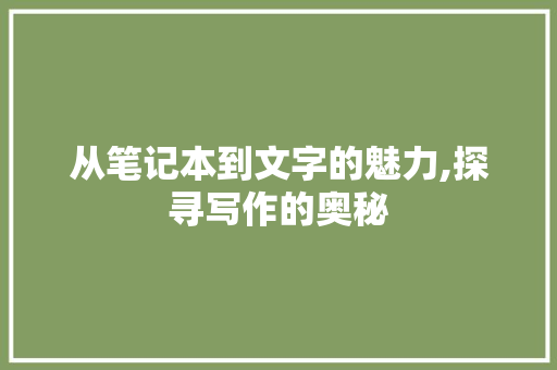 从笔记本到文字的魅力,探寻写作的奥秘