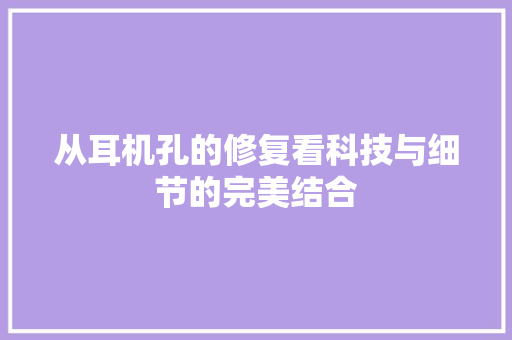 从耳机孔的修复看科技与细节的完美结合