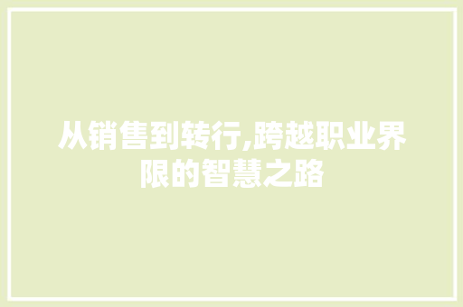 从销售到转行,跨越职业界限的智慧之路