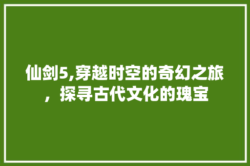仙剑5,穿越时空的奇幻之旅，探寻古代文化的瑰宝