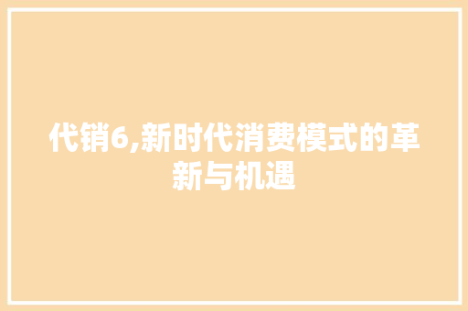代销6,新时代消费模式的革新与机遇