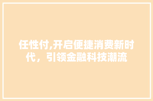 任性付,开启便捷消费新时代，引领金融科技潮流