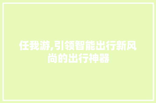 任我游,引领智能出行新风尚的出行神器